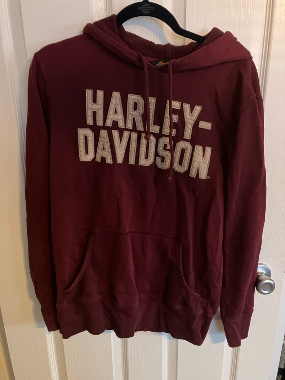 Harley-Davidson Men's Burgundy Hooded Pullover with White Logo